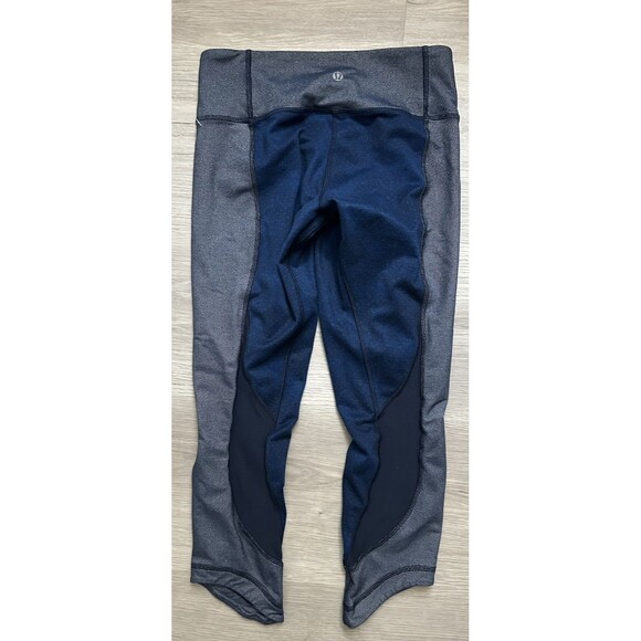 Lululemon Wunder Under Crop Sashika High-Rise Roll Down navy blue 4 pants - Picture 3 of 8